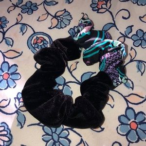 cute black and floral print scrunchie